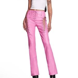 NWT I.AM.GIA Xenia Pant Cutout Faux Leather Lace Up Baby Pink Size Medium